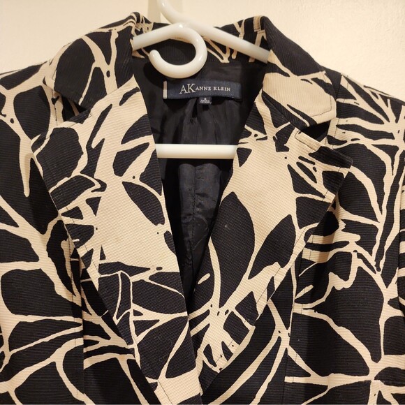 Anne Klein Jacket Blazer Womens Size 8 Black Tan 100% Cotton Career Office Cute - Picture 5 of 11